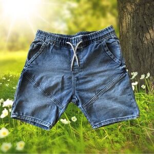 Zara Shorts Mens, L,  Soft Denim Blue, Elastic Waist Drawstring Jean Cuffed EUC